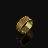 Aztec Pattern Band - Engravable Gold Finish