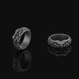 Gothic Wedding Band Ring Oxidized Finish