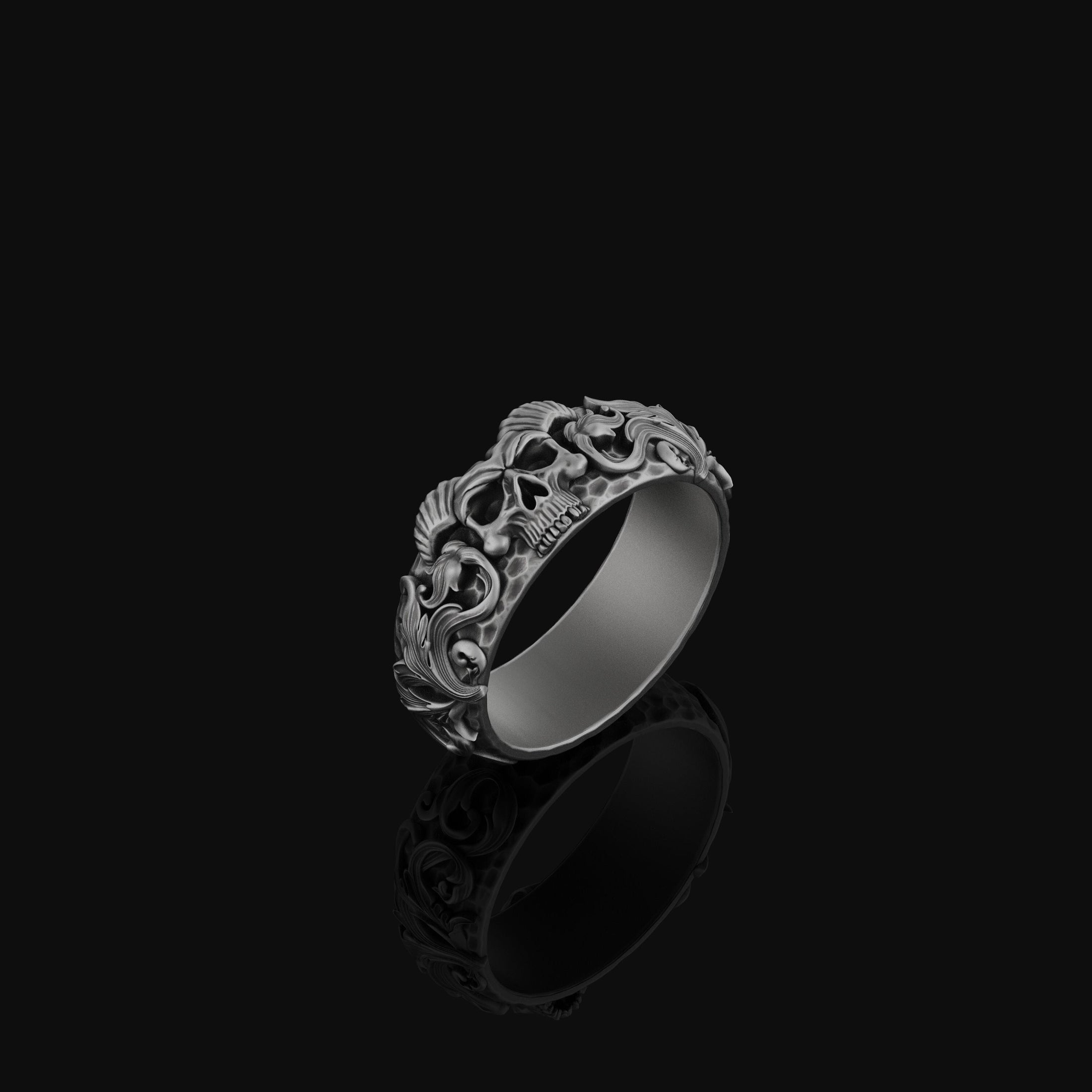 Gothic Skull Band - Engravable Oxidized Finish