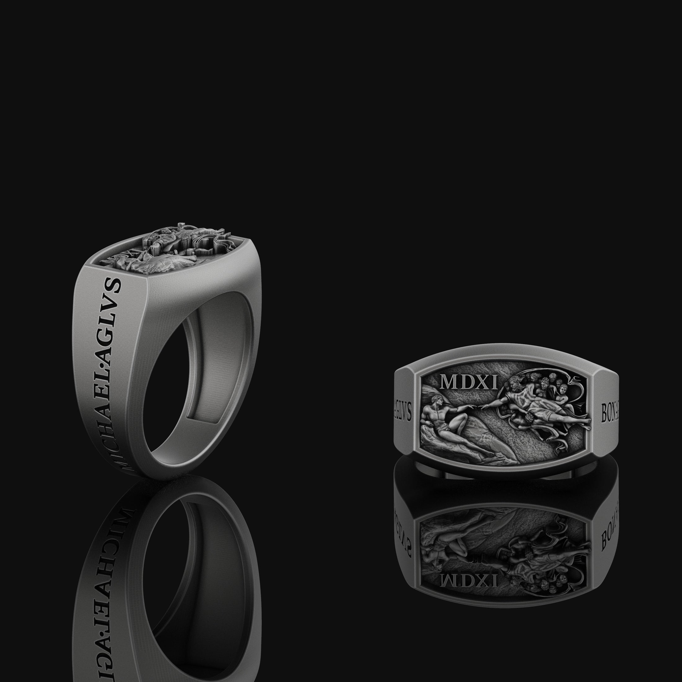 Creation Of Adam Ring Oxidized Finish