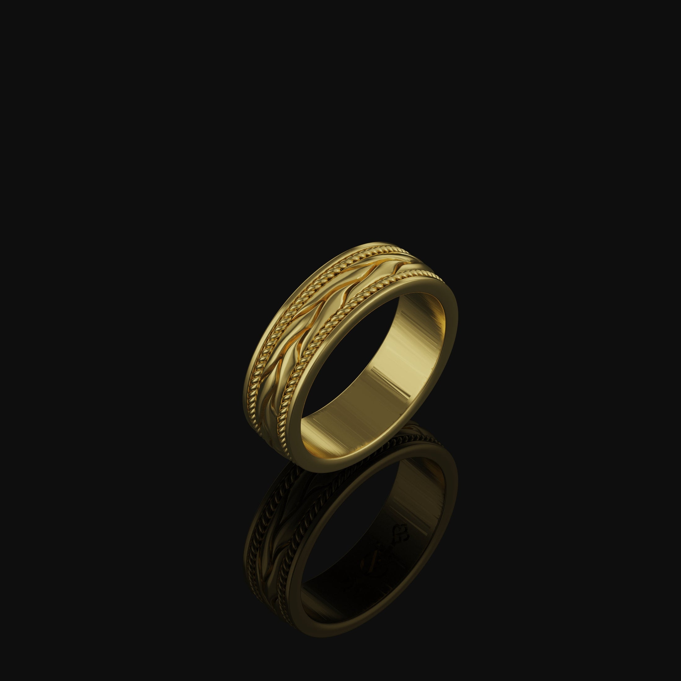 Braided Wheat Band - Engravable Gold Finish