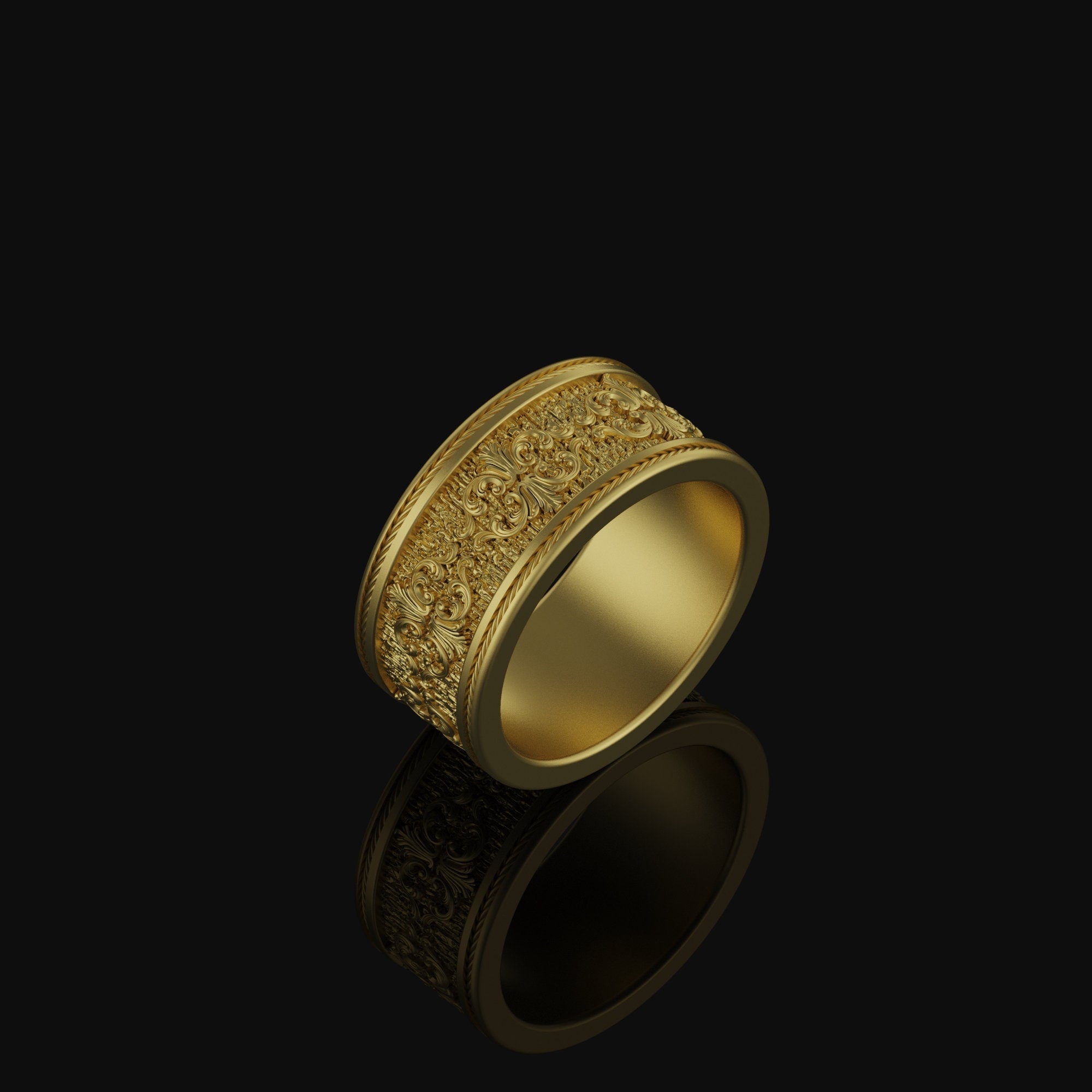 Victorian Band - Engravable Gold Finish