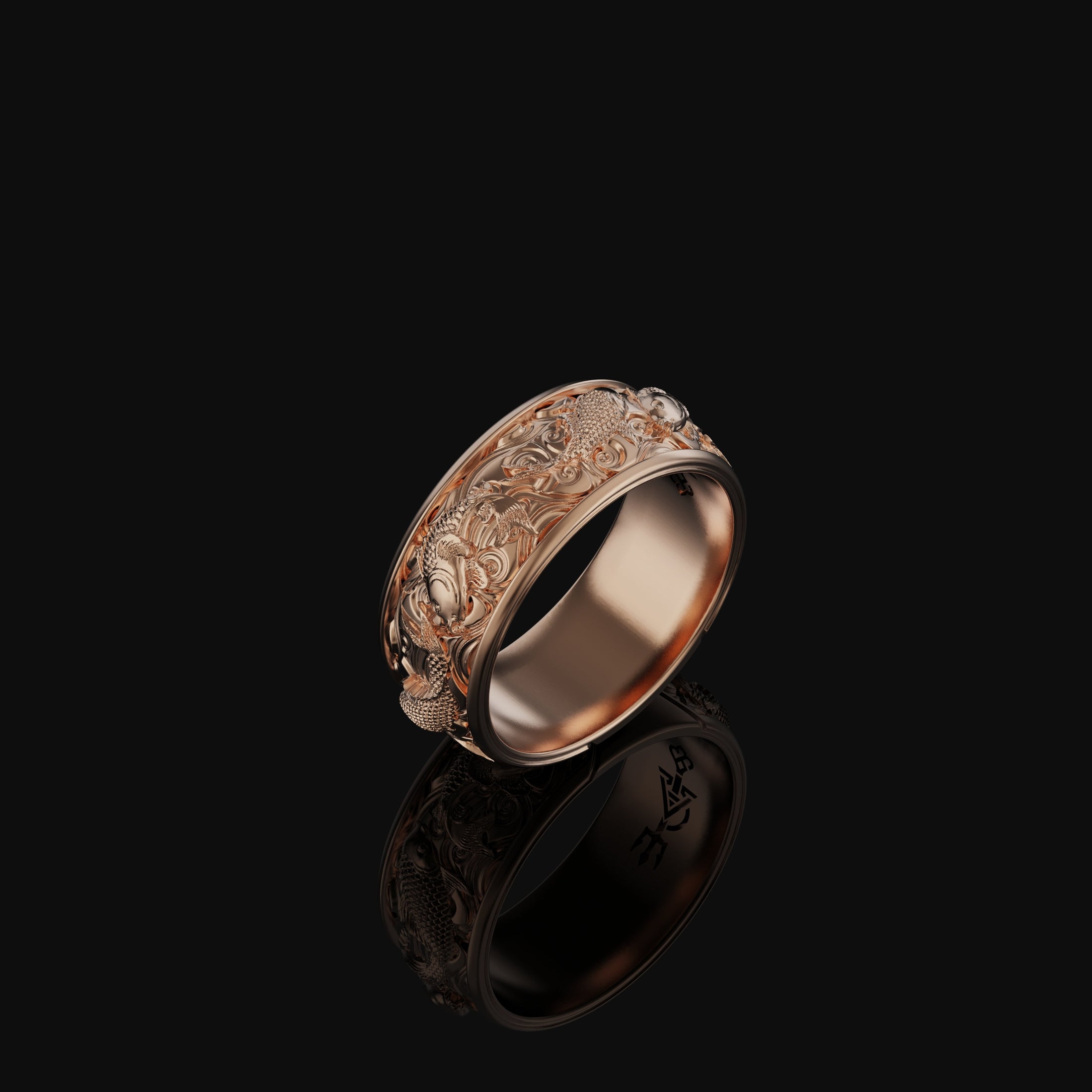 Koi Fish Band Rose Gold Finish