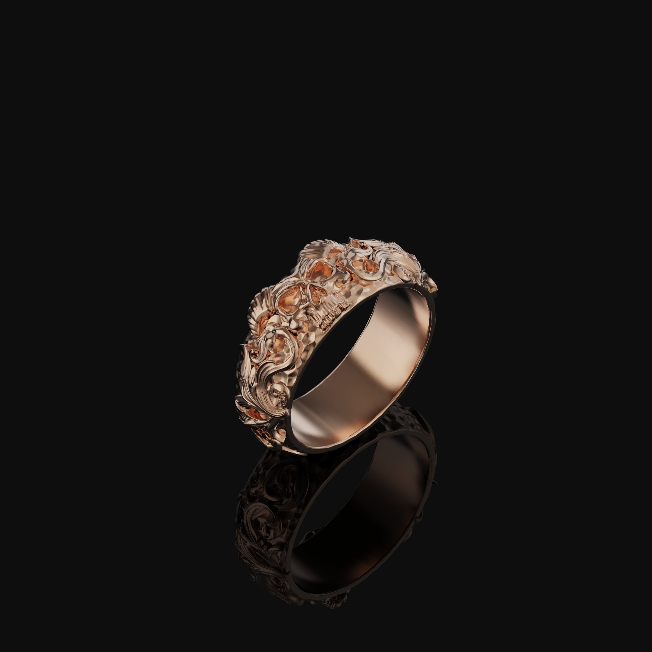 Gothic Skull Band - Engravable Rose Gold Finish