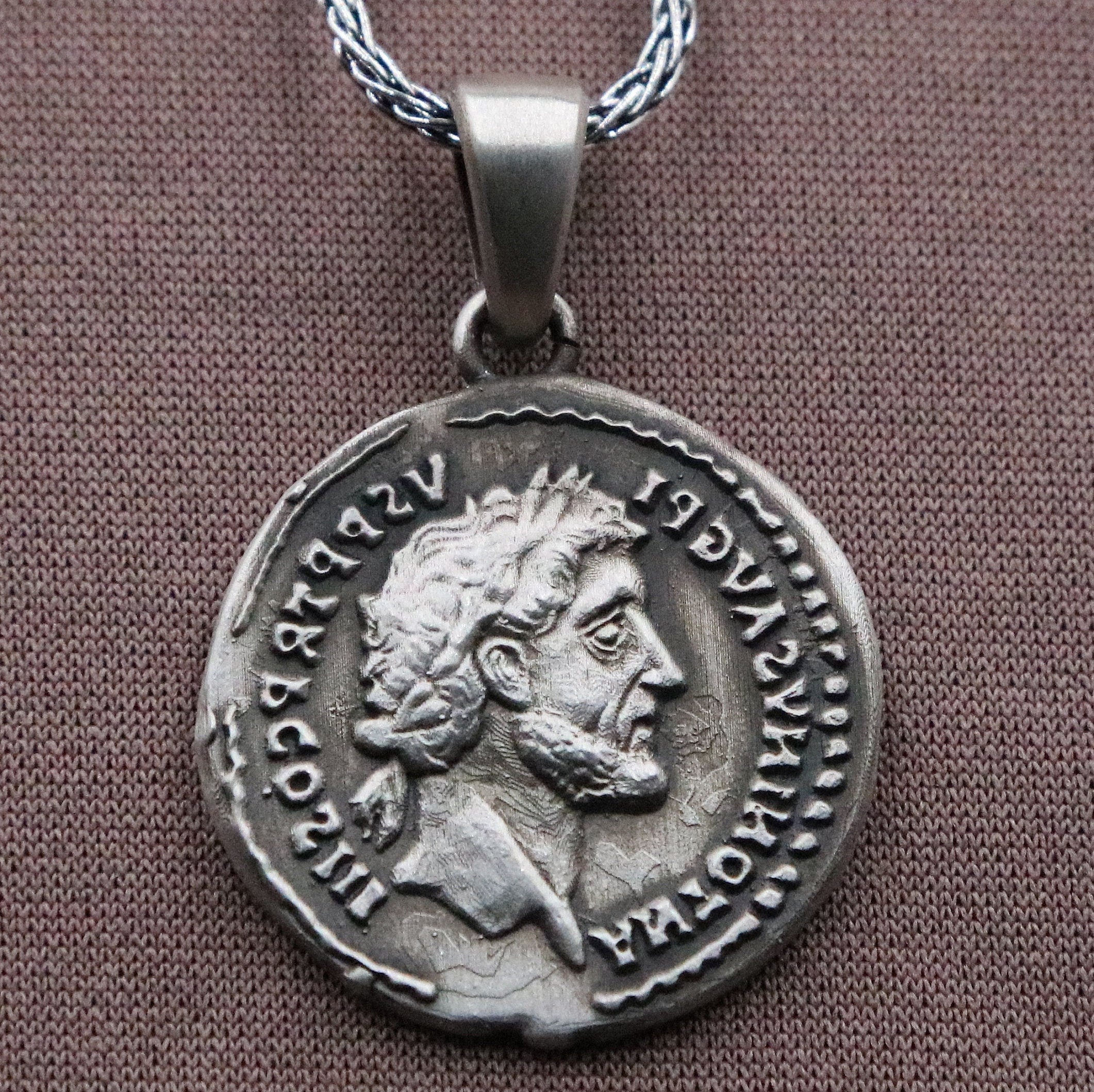 Antoninus Pius Coin Silver Pendant