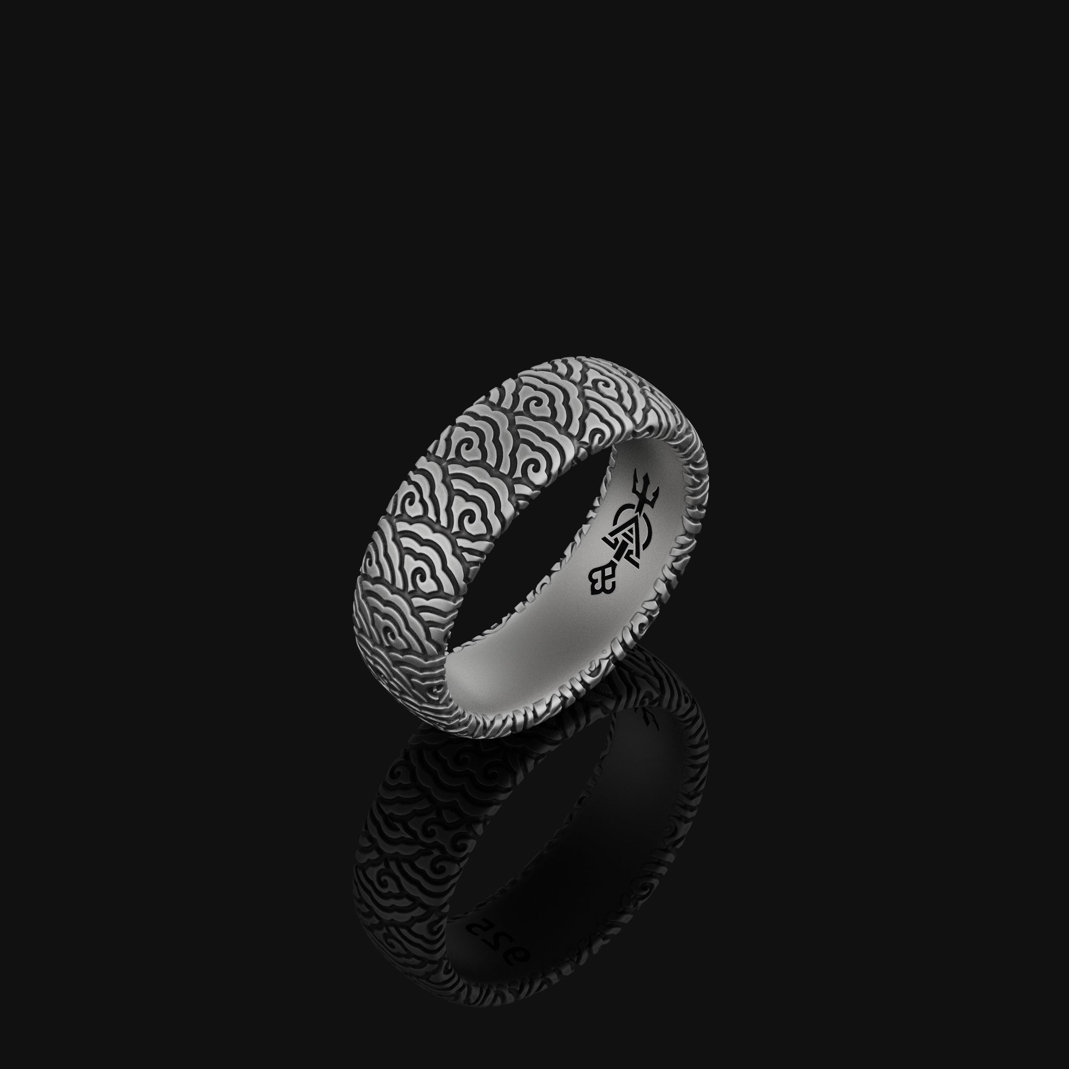 Japanese Cloud Band - Engravable Oxidized Finish