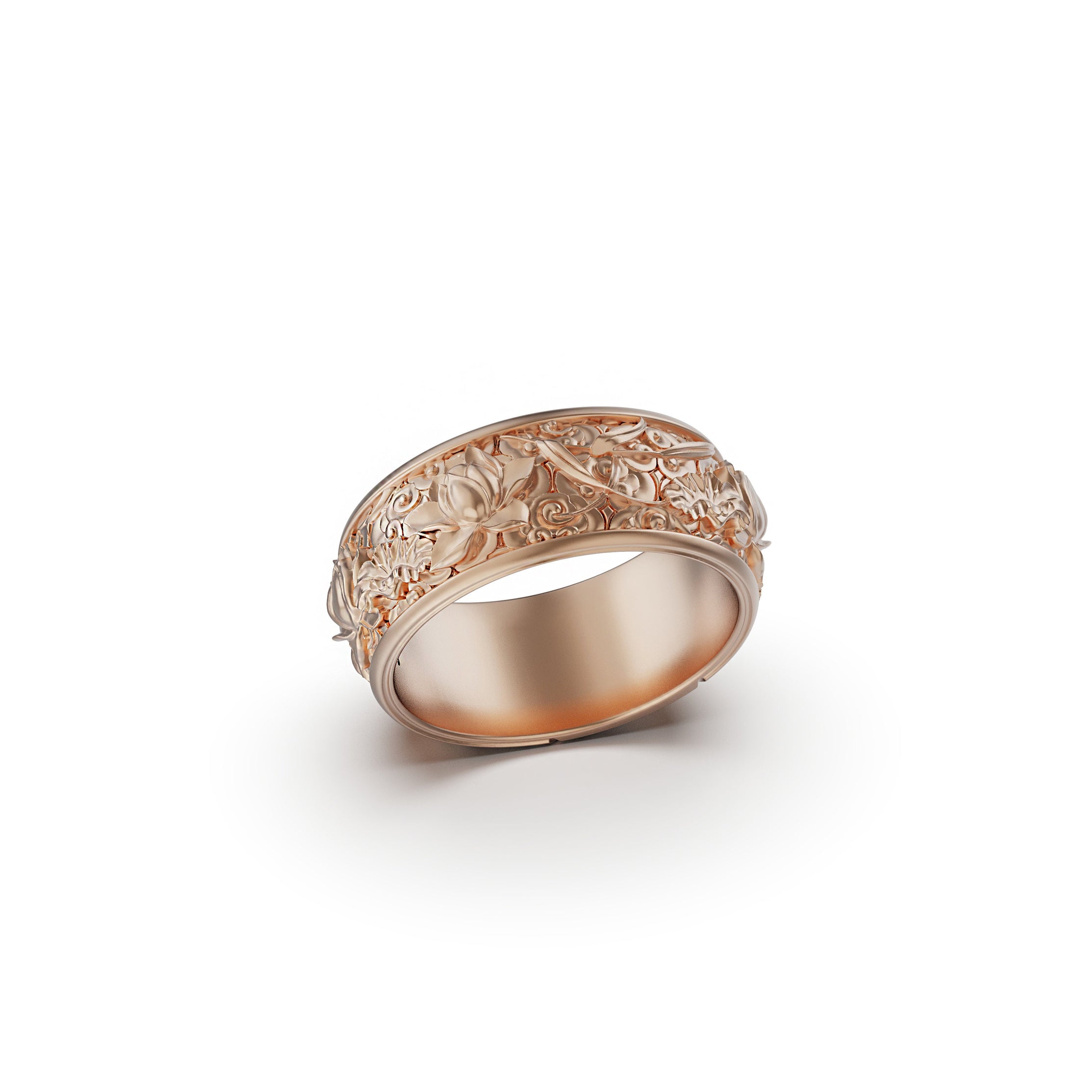 Gold Wedding Band "Lotus