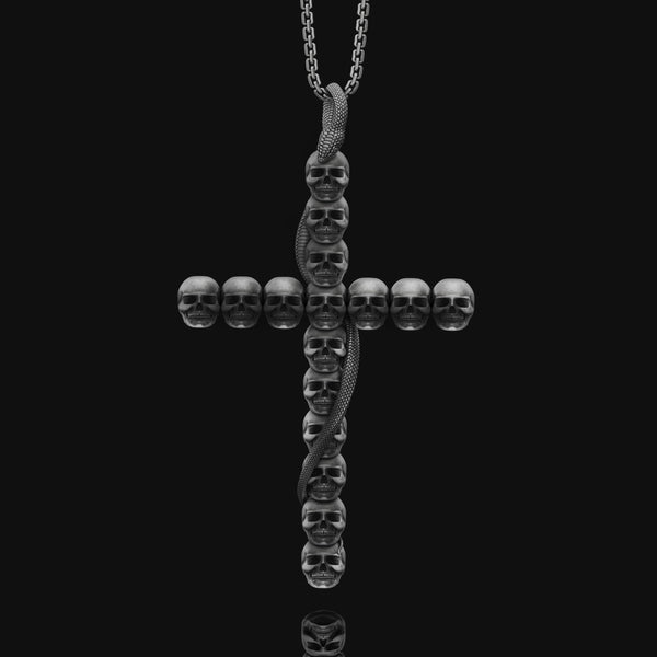 Gothic Cross of Skulls, Oxidized Finish