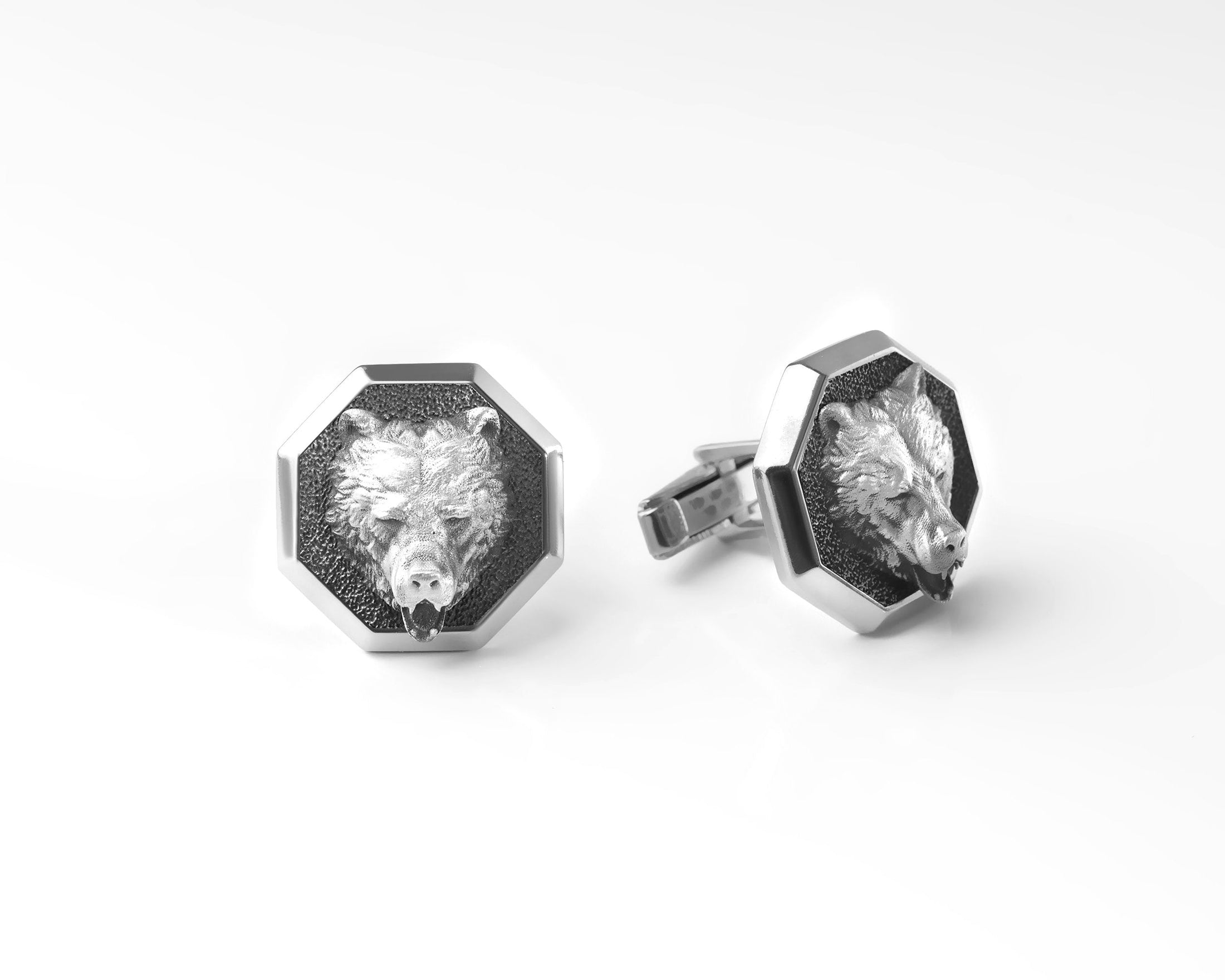 Silver Bear Cufflinks,