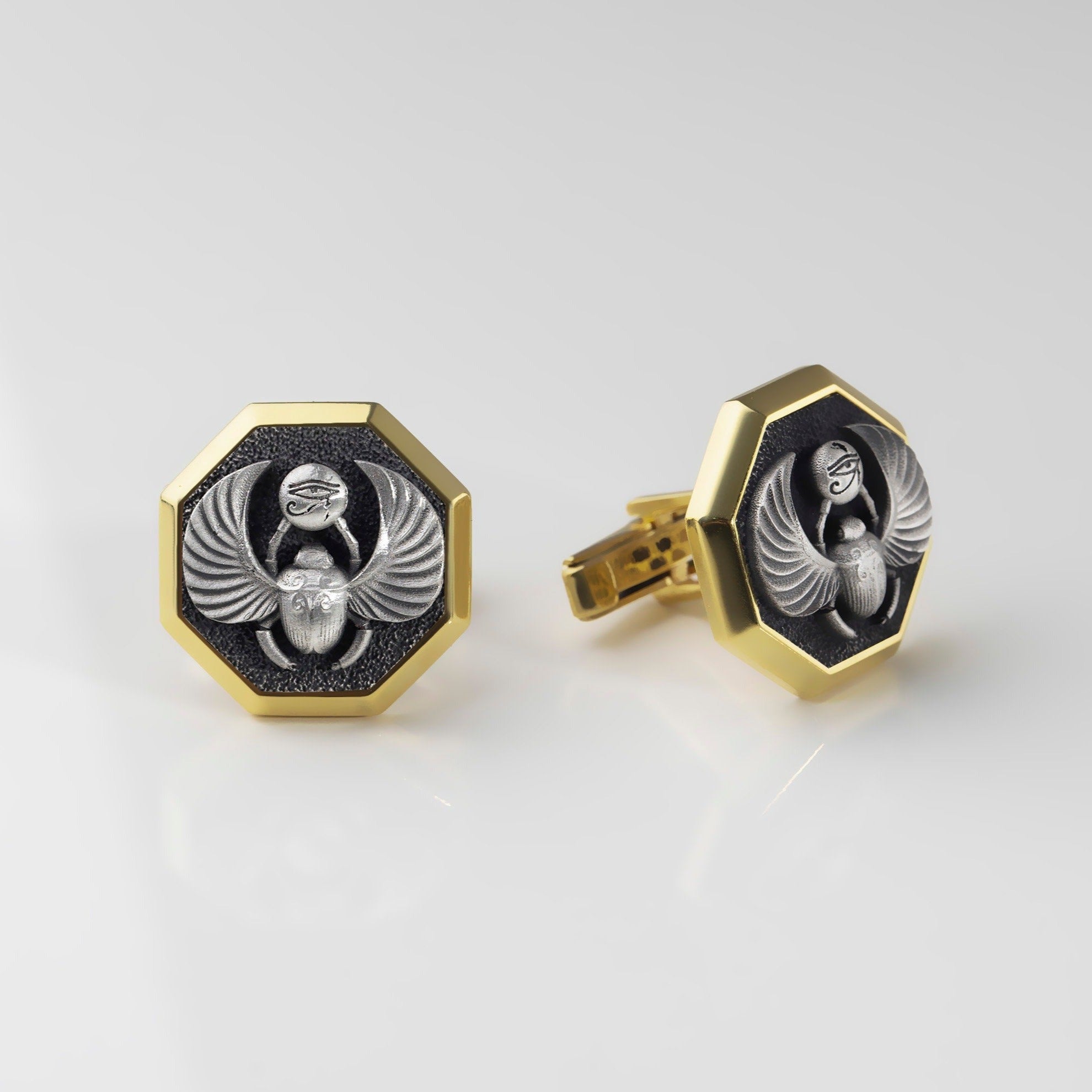 Silver Egyptian Scarab White
