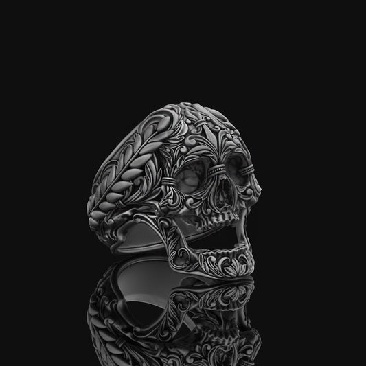 Skull Ring, Gothic Ring, Oxidized Finish