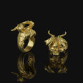 Load image into Gallery viewer, Demon Skull Ring with Gold Finish

