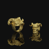 Silver Wooden Skull Ring,