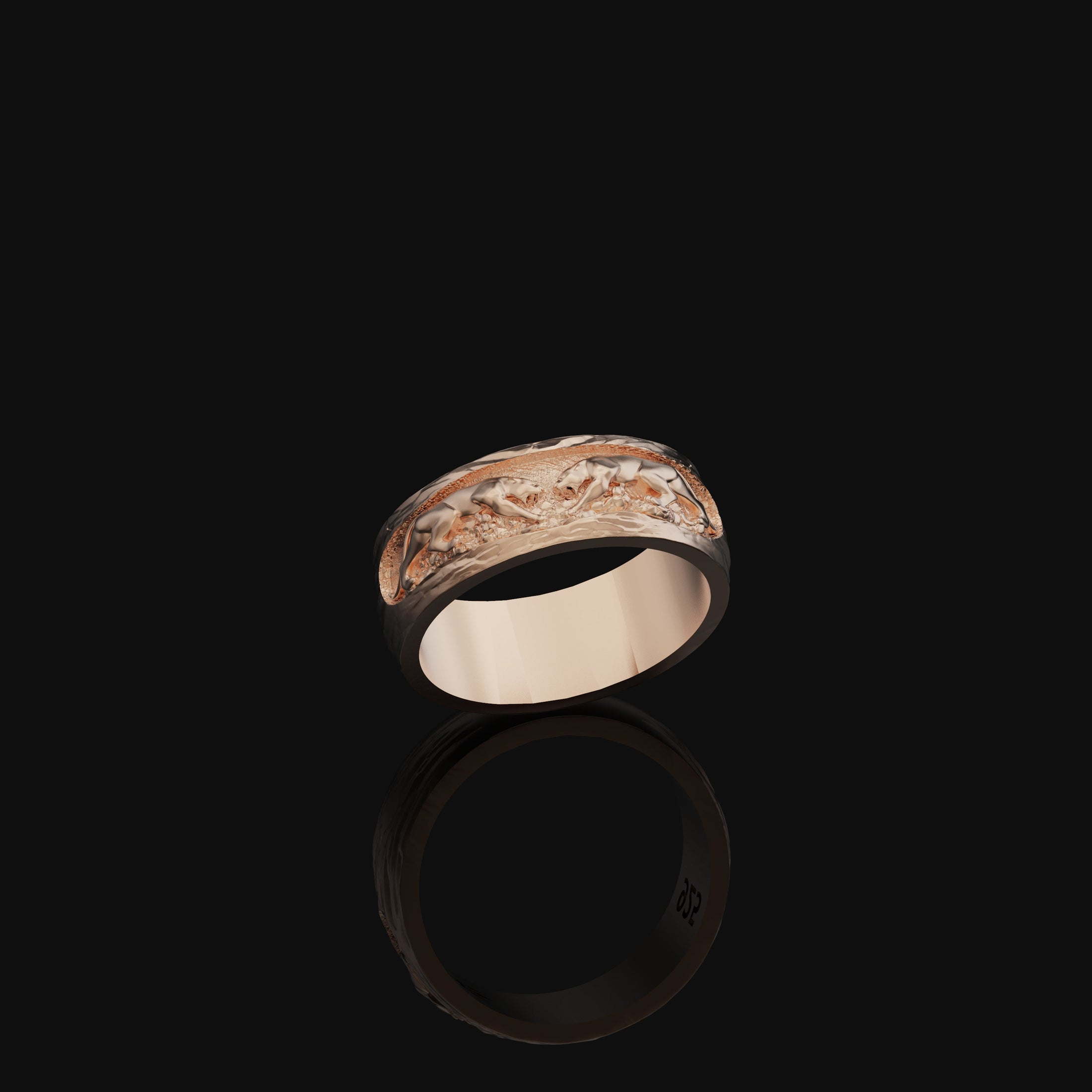 Pair of Panther Band - Engravable Rose Gold Finish
