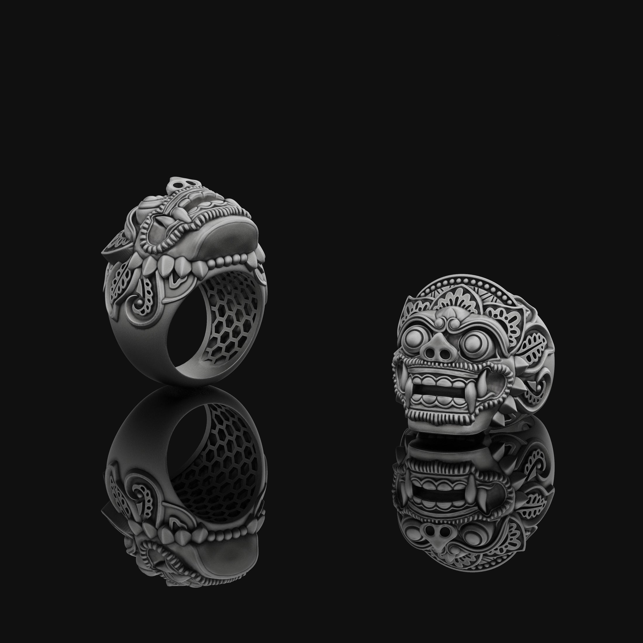 Barong God Of Good Mens Ring in Silver