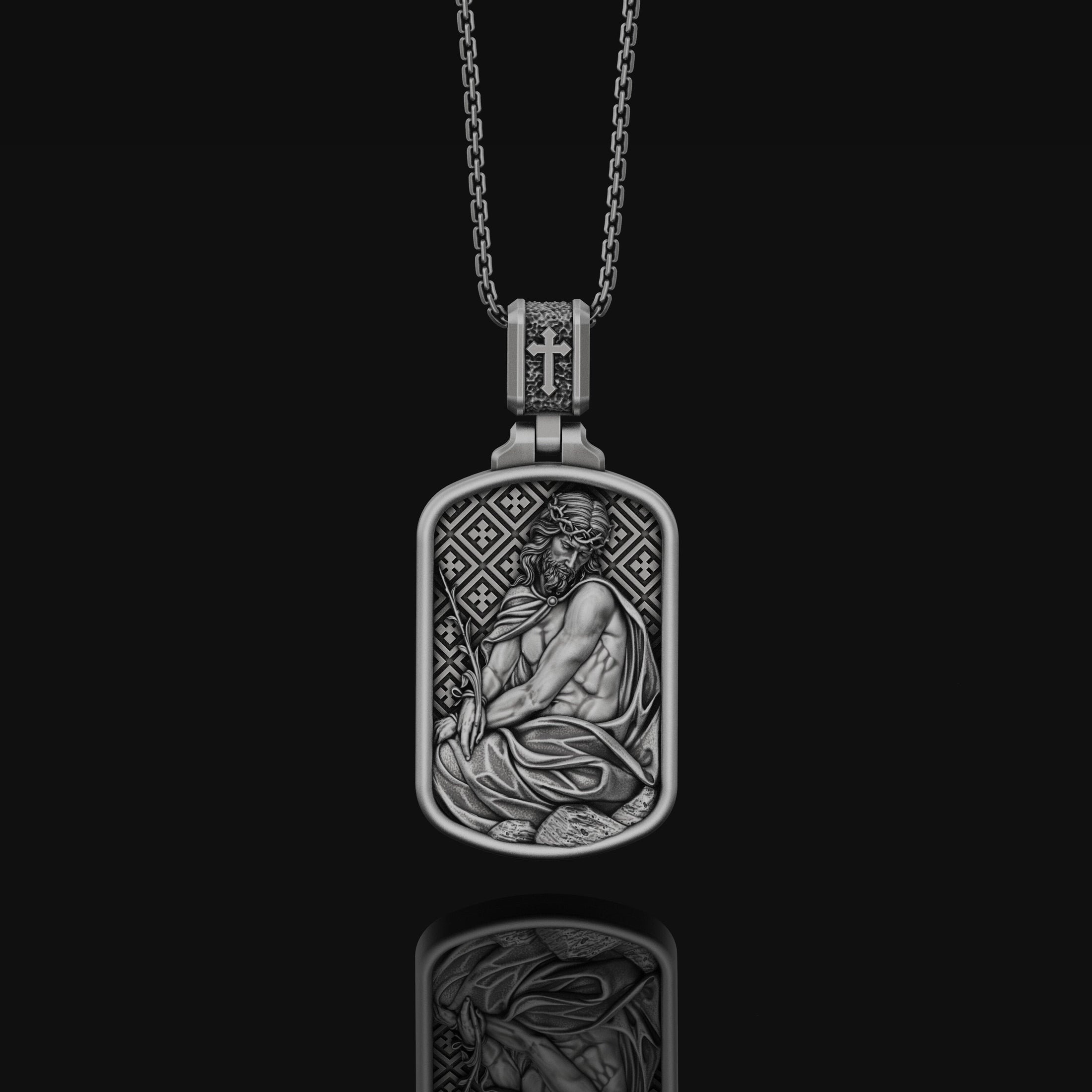 Silver Pensive Jesus Mens