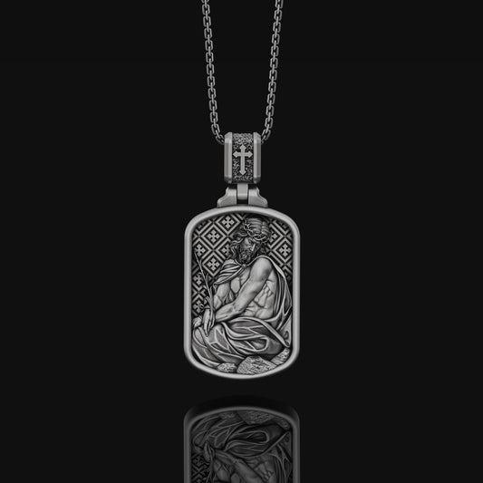 Silver Pensive Jesus Mens