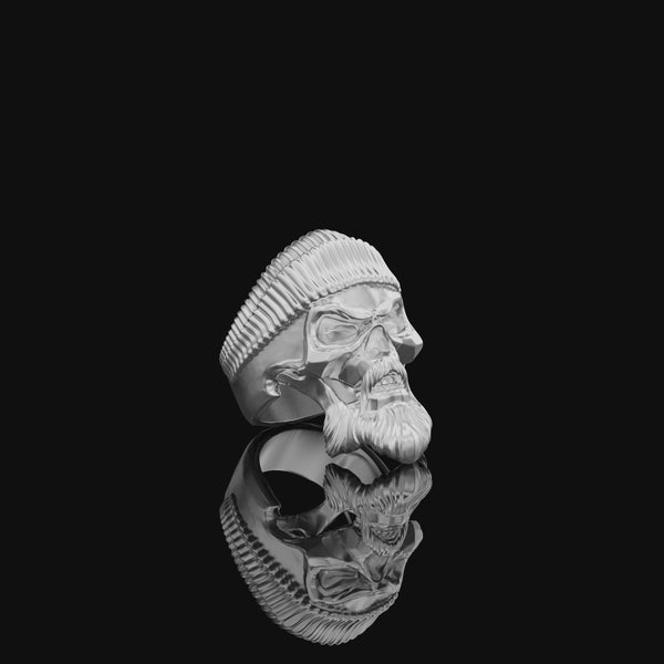 Men's Skull with Beret Polished Finish