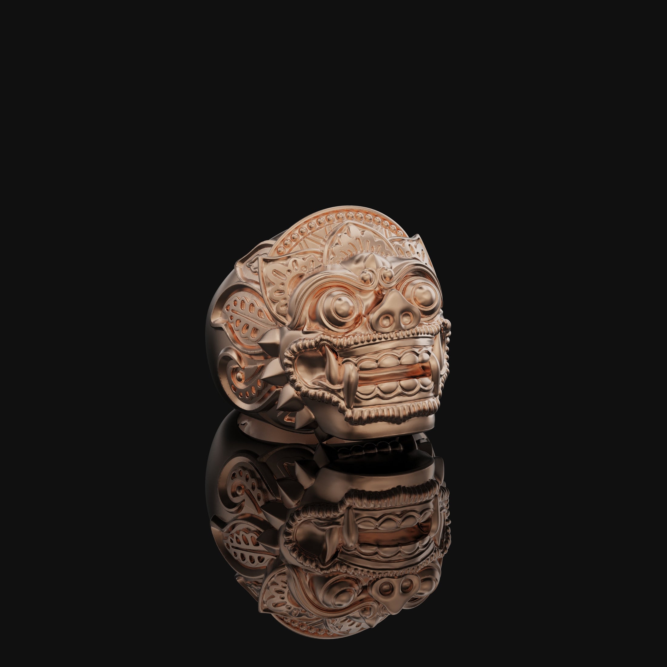 Barong God Of Good Mens Ring in Silver Rose Gold Finish