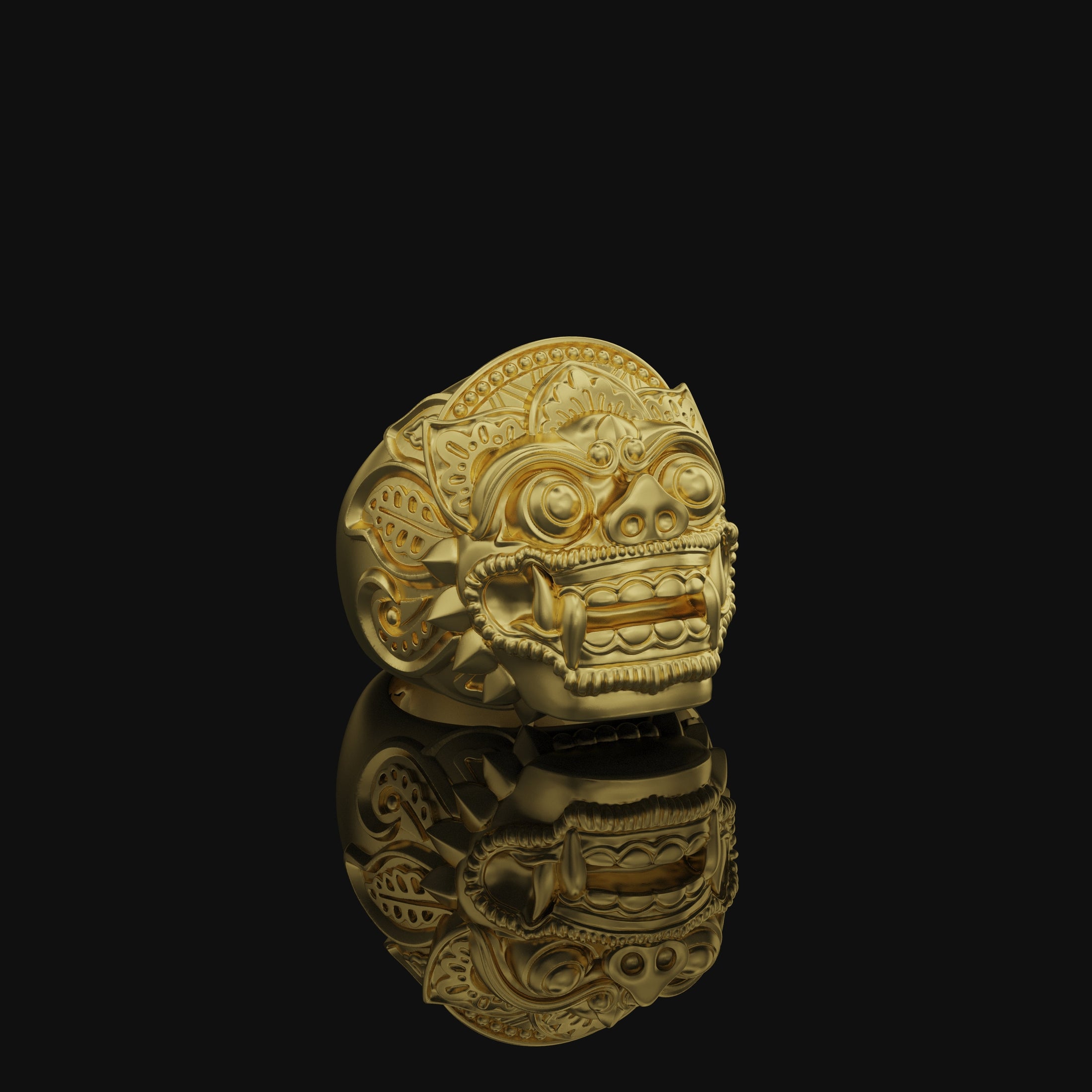 Barong God Of Good Mens Ring in Silver Gold Finish