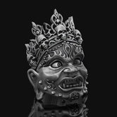 Silver Yama Ring, God of Oxidized Finish