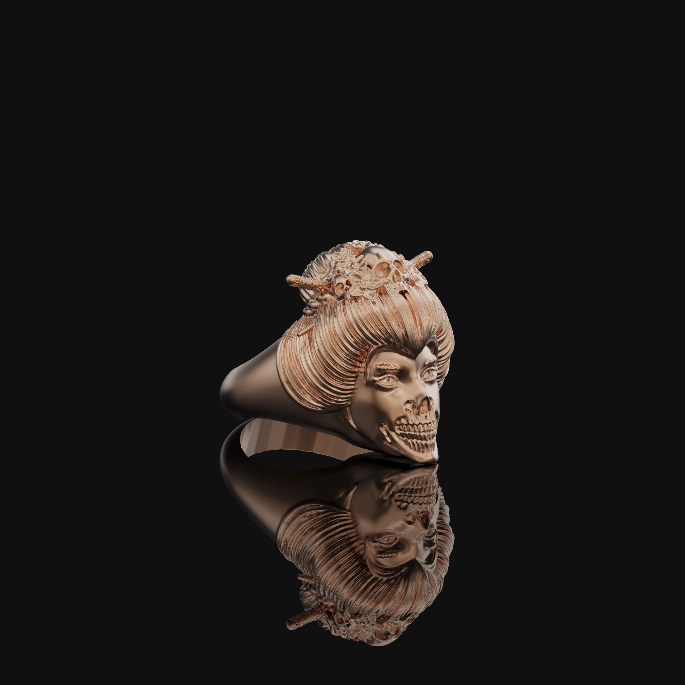 Silver Geisha Ring, Rose Gold Finish