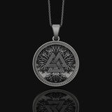 Valknut Pendant Sterling Oxidized Finish