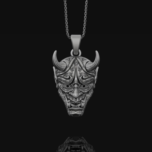 Oni Mask Handmade Charm Oxidized Finish