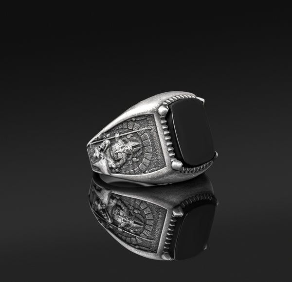 Gemstone Odin Ring, Onyx