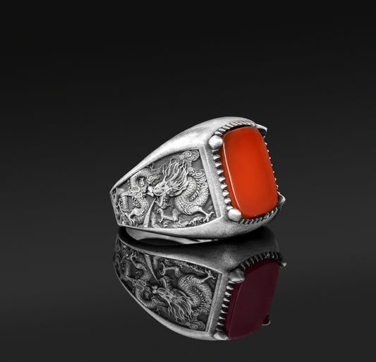 Gemstone Dragon Ring, Carnelian