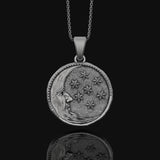 Moon Necklace, Crescent Oxidized Finish