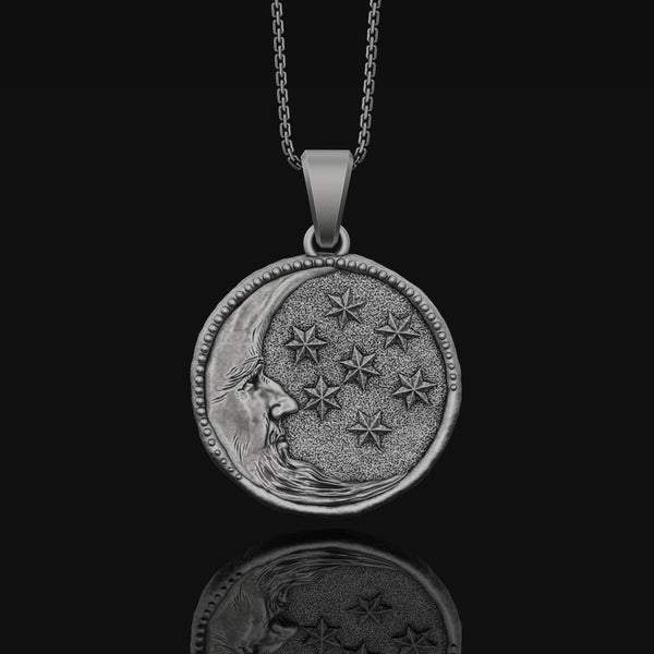 Moon Necklace, Crescent Oxidized Finish