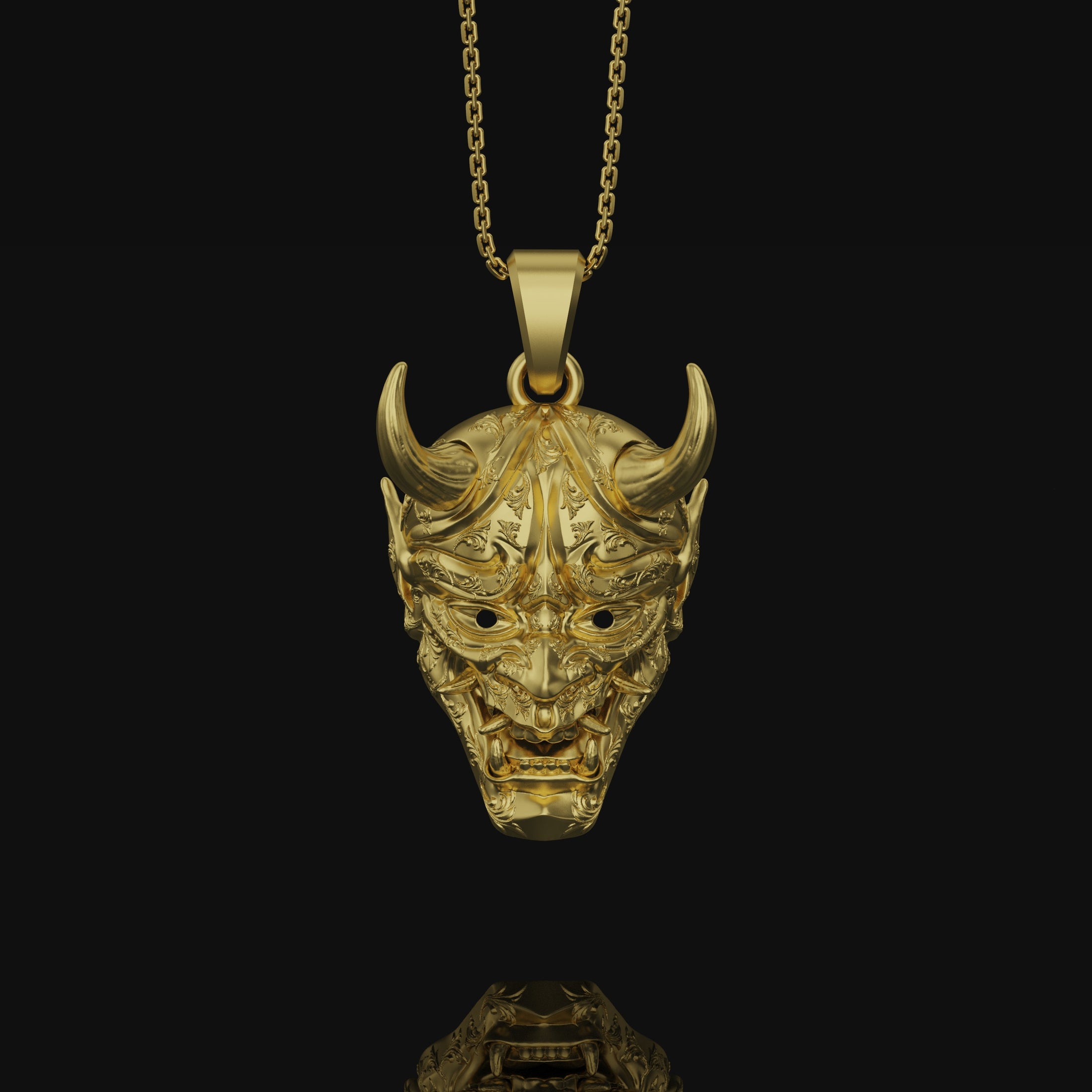 Oni Mask Handmade Charm Gold Finish