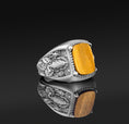 Load image into Gallery viewer, Gemstone Ganesha Ring Tiger's eye
