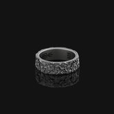 Floral Band - Engravable Oxidized Finish