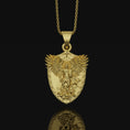 Load image into Gallery viewer, St Michael Archangel Shield Necklace Gold Finish

