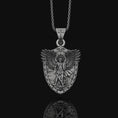 Load image into Gallery viewer, St Michael Archangel Shield Necklace Oxidized Finish
