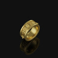 Load image into Gallery viewer, Intricate Celtic Wolf Band - Engravable Gold Finish
