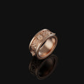 Load image into Gallery viewer, Intricate Celtic Wolf Band - Engravable Rose Gold Finish
