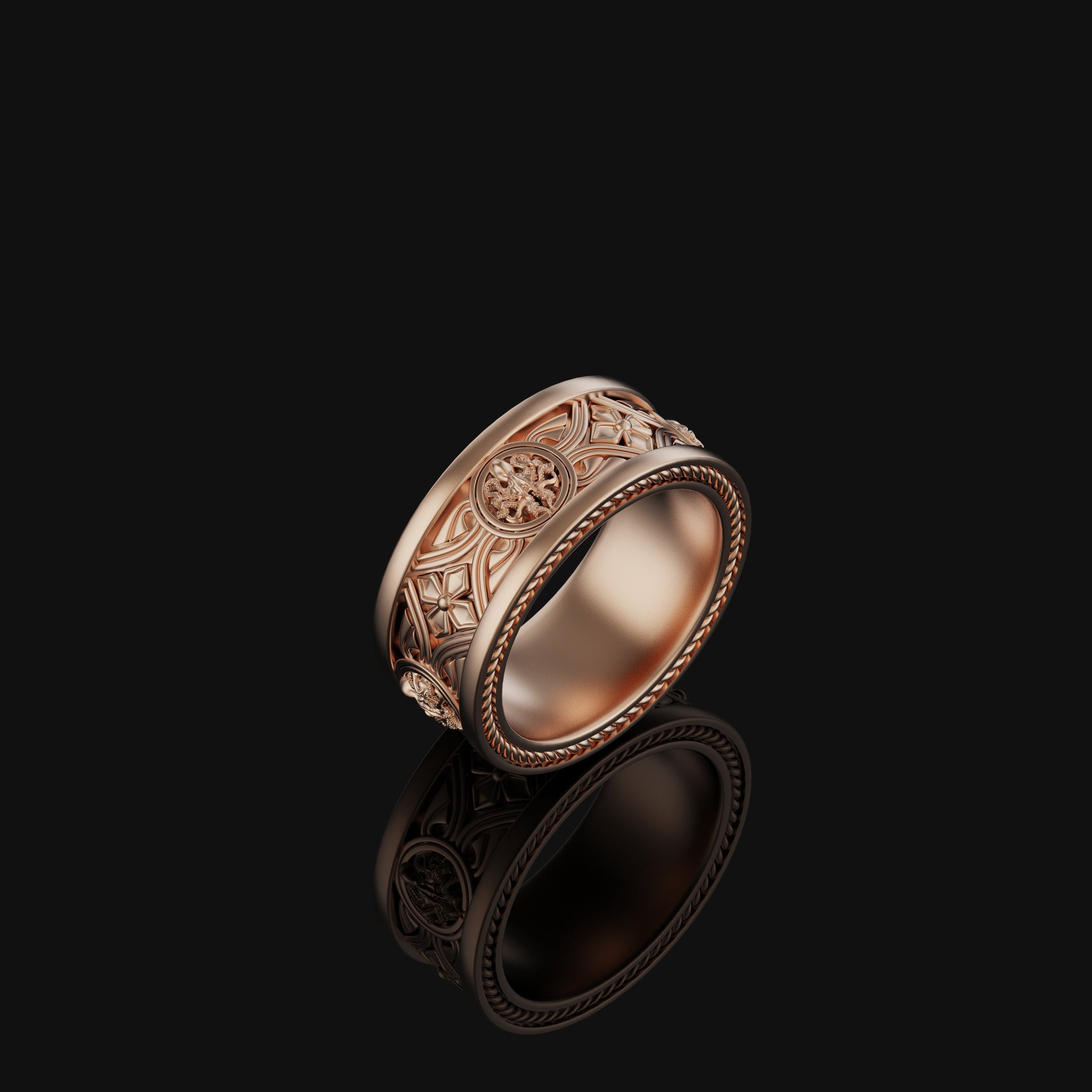 Intricate Octopus Band - Engravable Rose Gold Finish