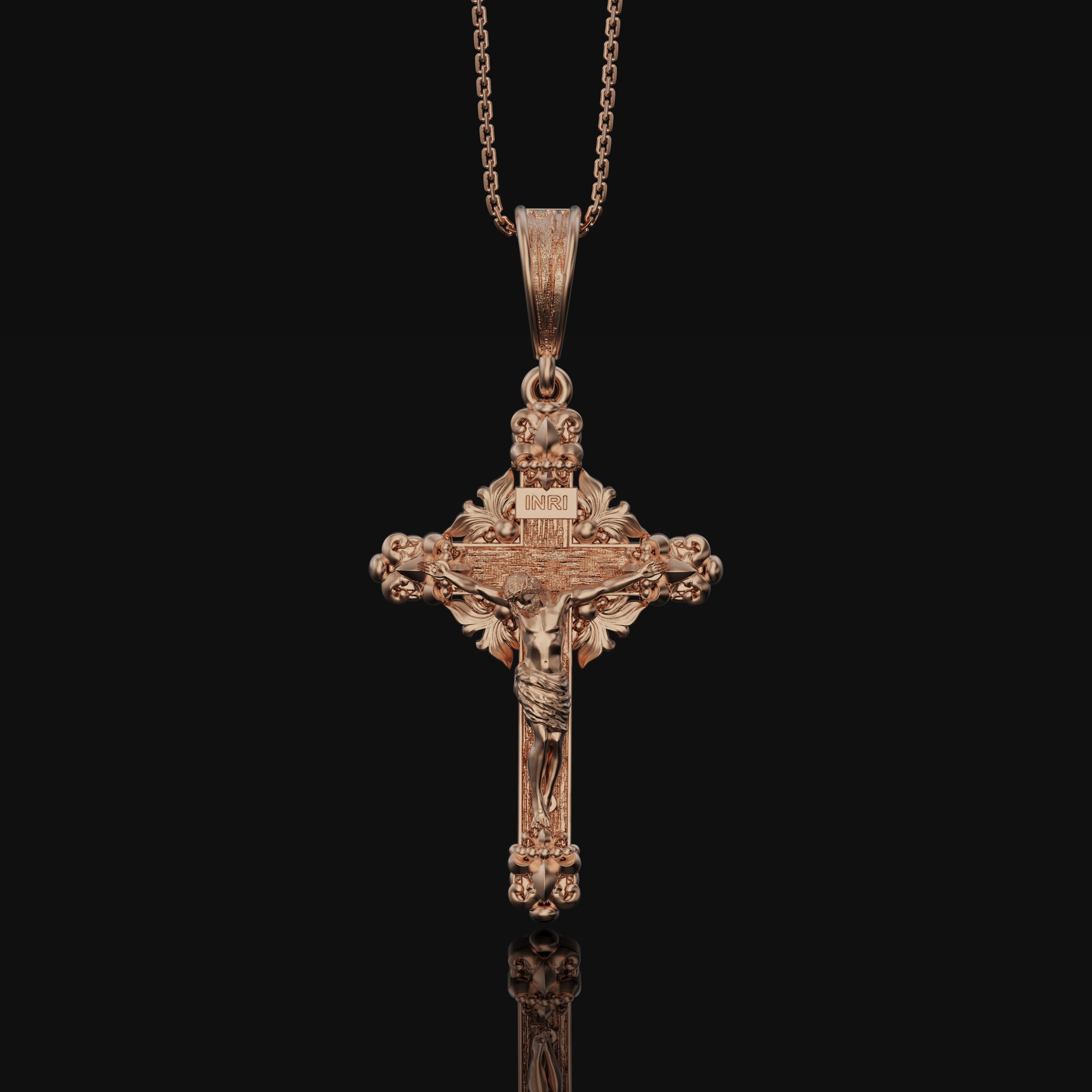 Jesus, Cross, Christian, Rose Gold Finish