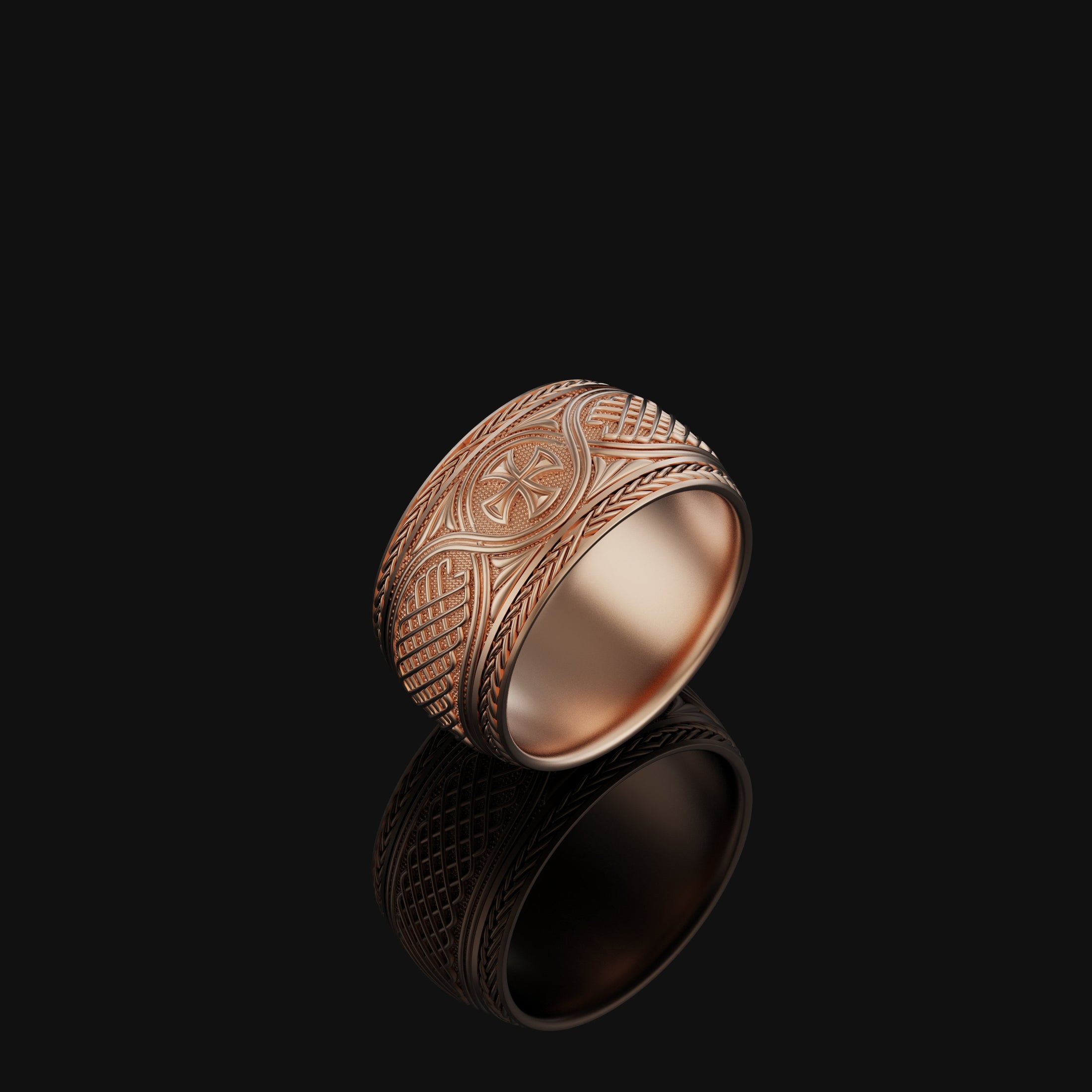 Criss Cross Band - Engravable Rose Gold Finish