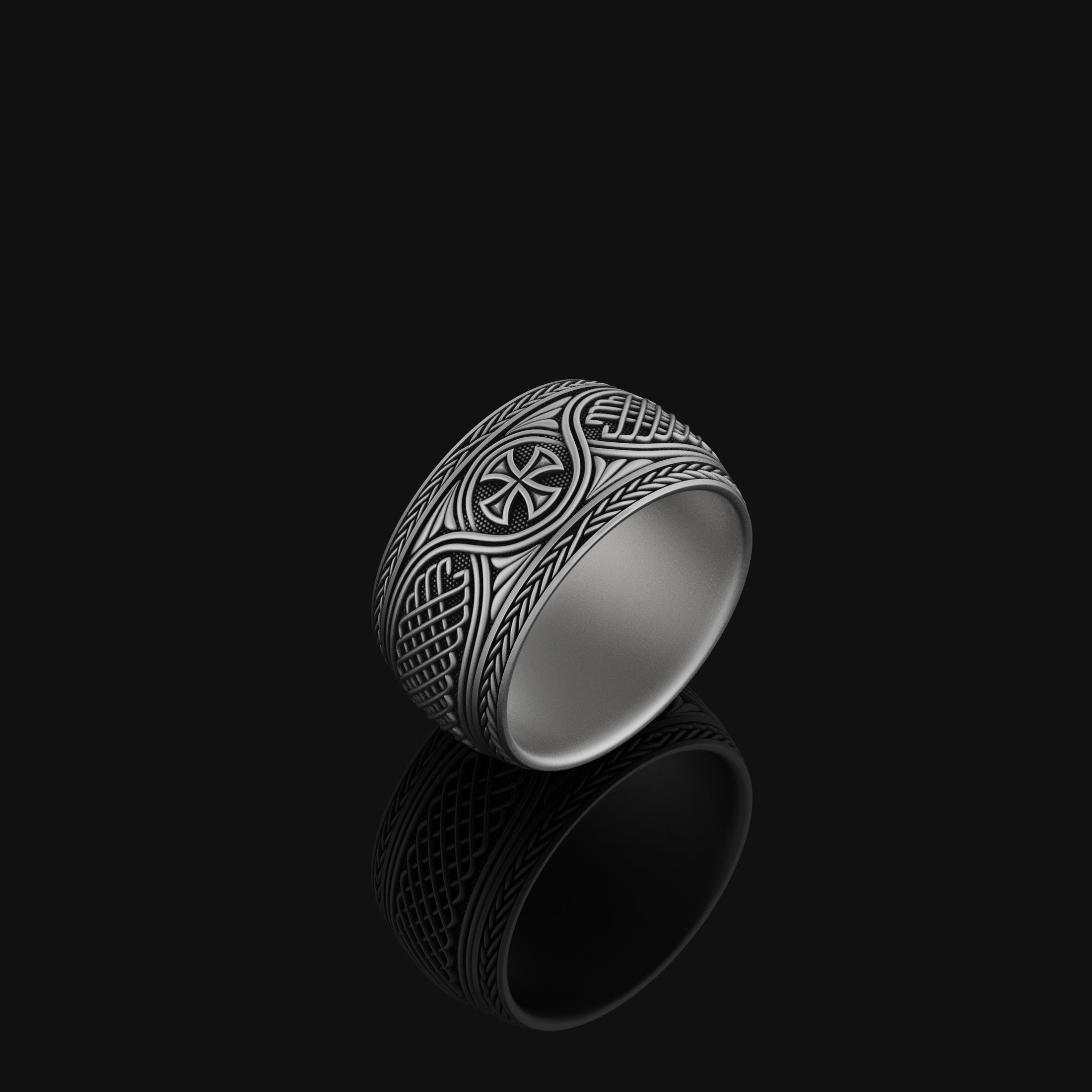 Criss Cross Band - Engravable Oxidized Finish