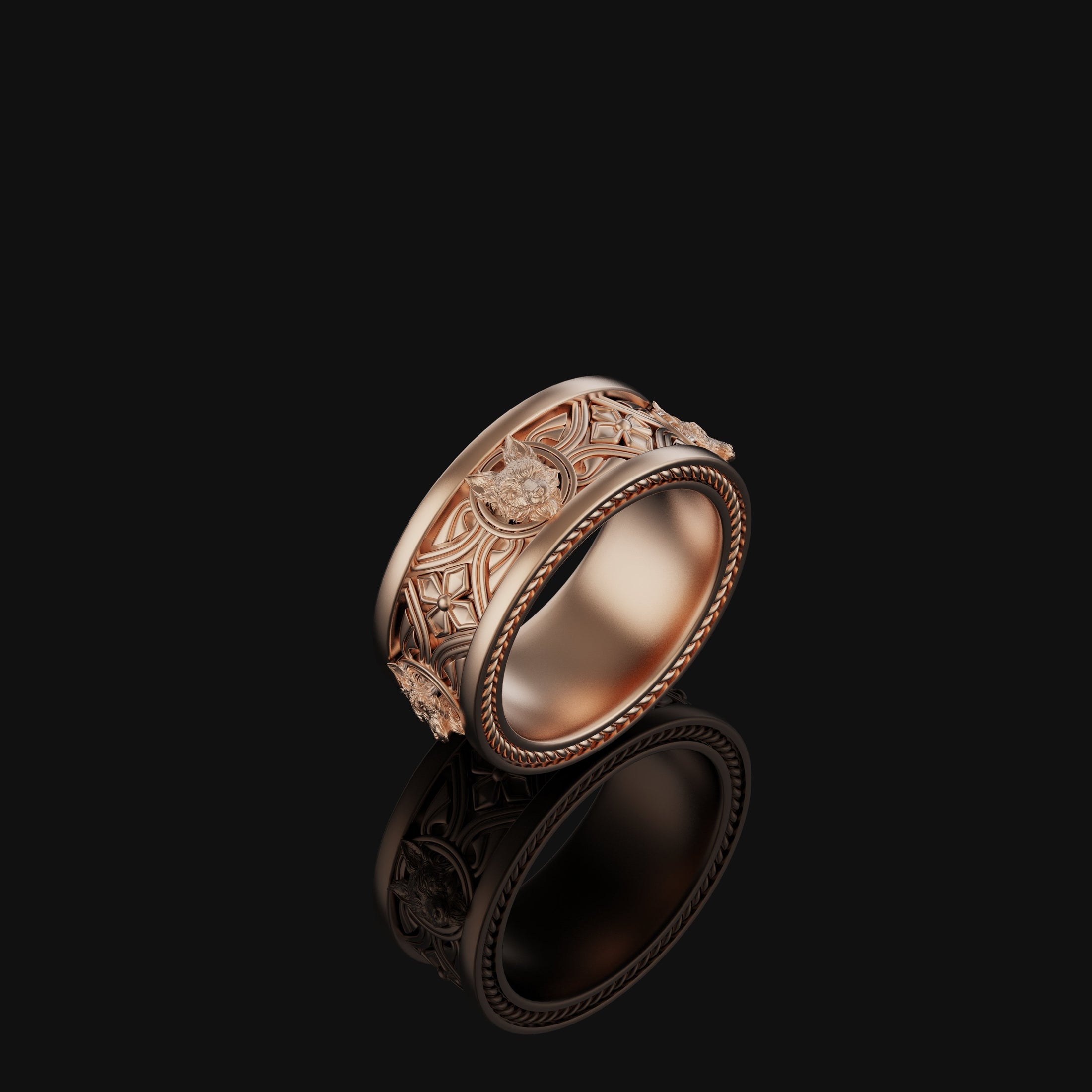 Intricate Fox Band - Engravable Rose Gold Finish
