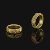 Skull Wedding Band Ring, Gold Finish