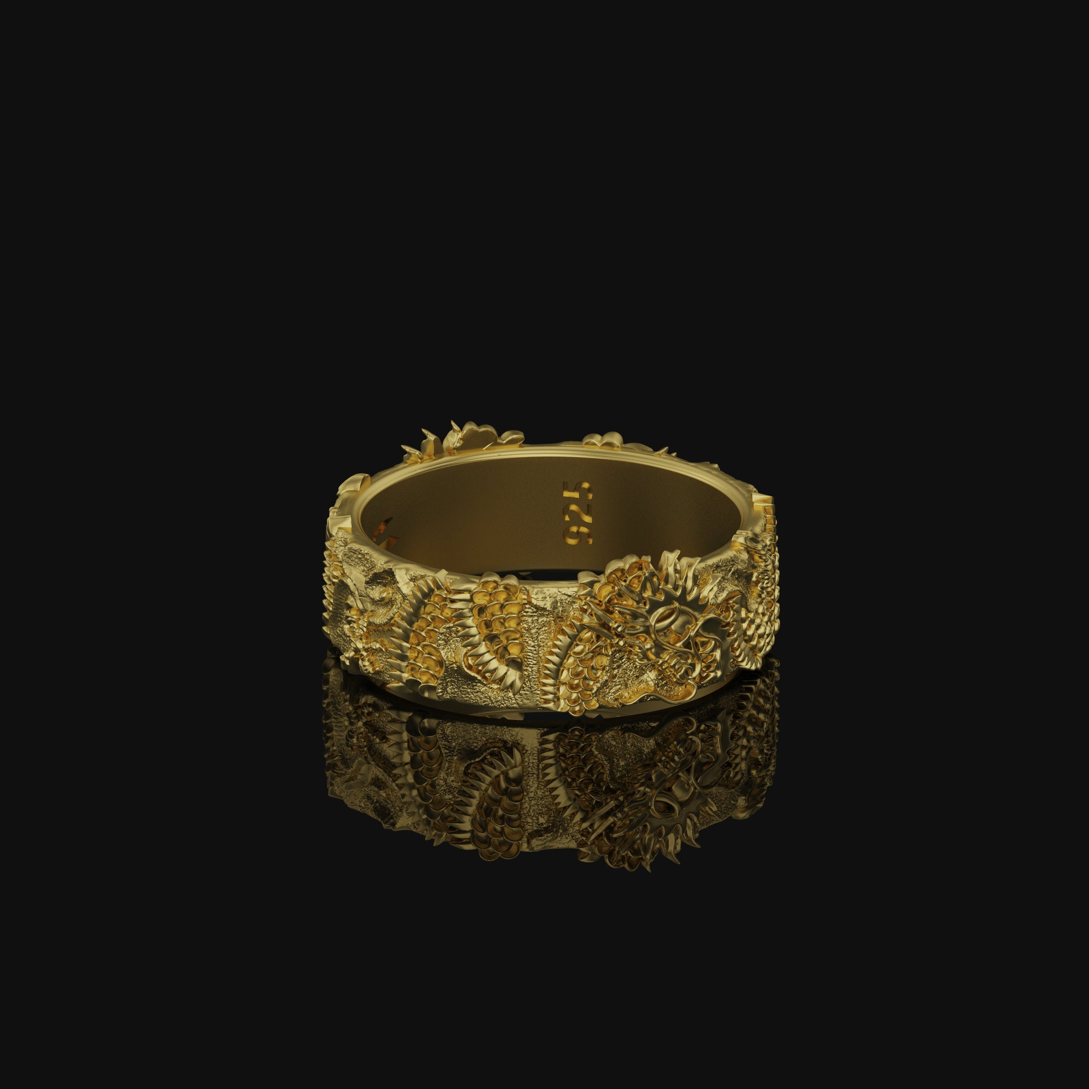 Serpent Dragon Band - Engravable Gold Finish