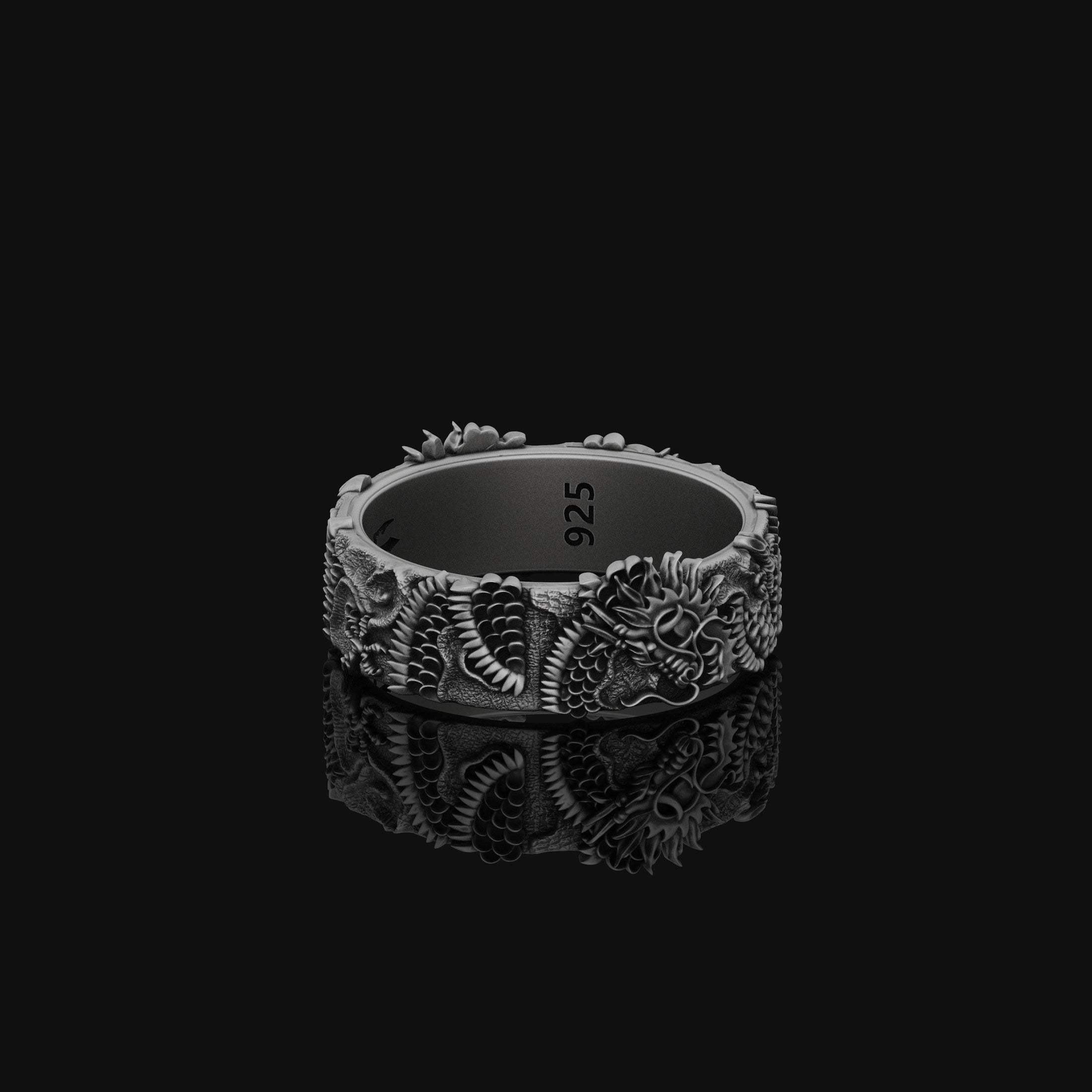 Serpent Dragon Band - Engravable Oxidized Finish