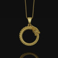 Load image into Gallery viewer, Silver Ouroboros Necklace Gold Finish
