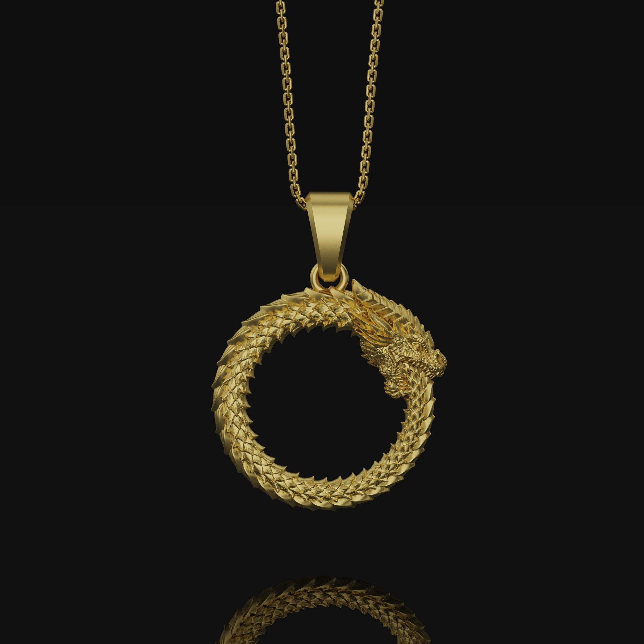 Silver Ouroboros Necklace Gold Finish