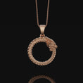 Load image into Gallery viewer, Silver Ouroboros Necklace Rose Gold Finish
